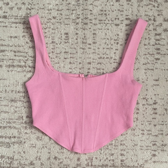Ribbed Zip Up Corset Top - Picture 1 of 2